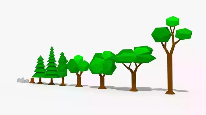 Low Poly Trees Rocks Stones