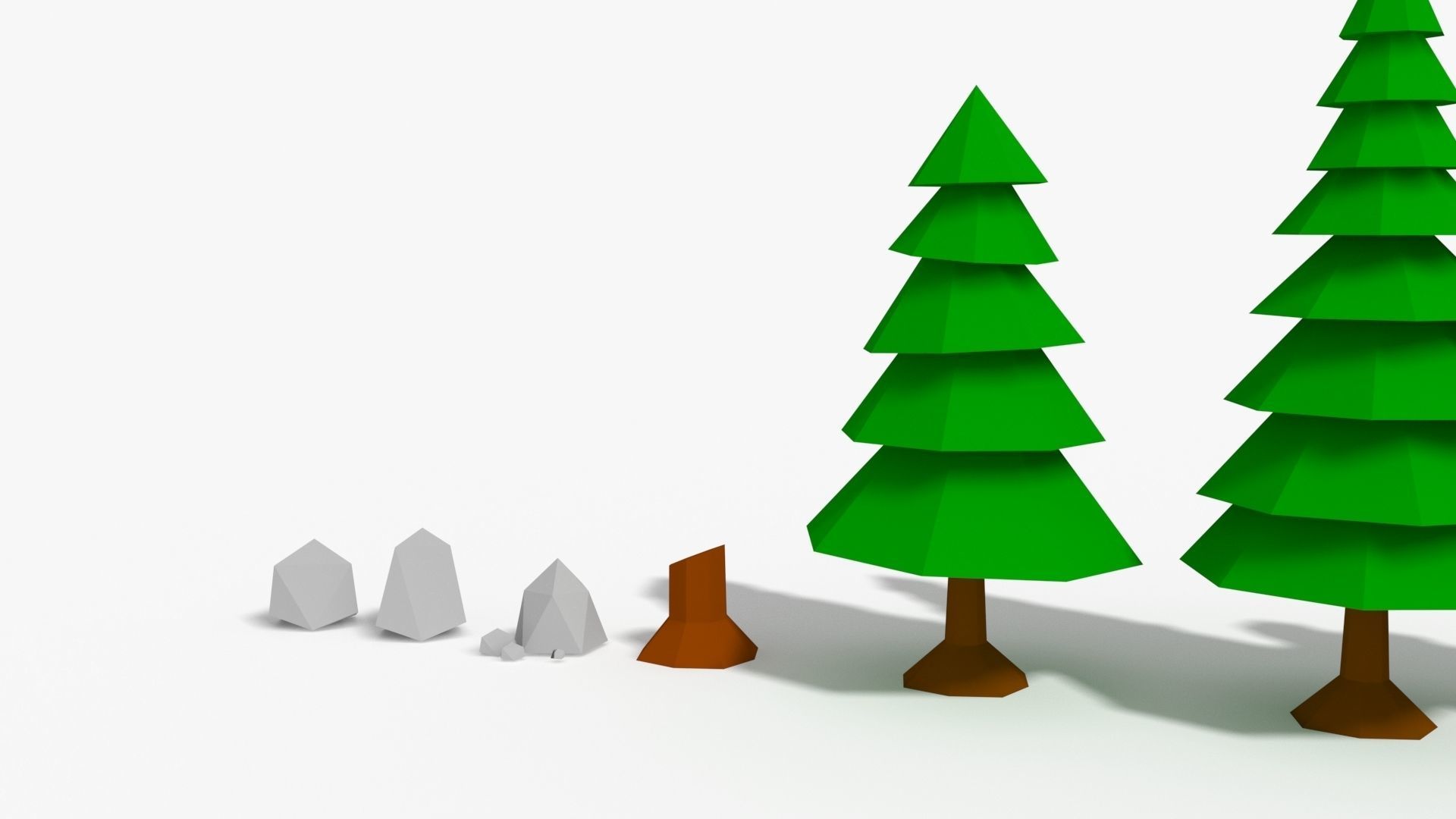 Low Poly Trees Rocks Stones Low-poly 3D model_4