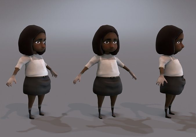 fat little black girl Low-poly 3D model
