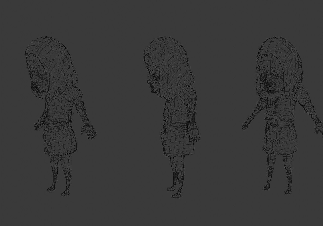 scary black girl with open mouth Low-poly 3D model_19