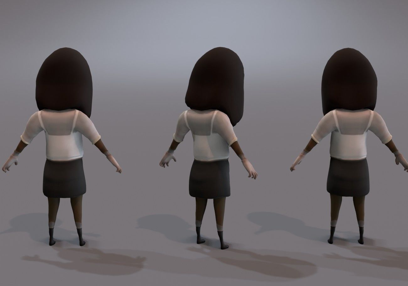 scary black girl with open mouth Low-poly 3D model_2