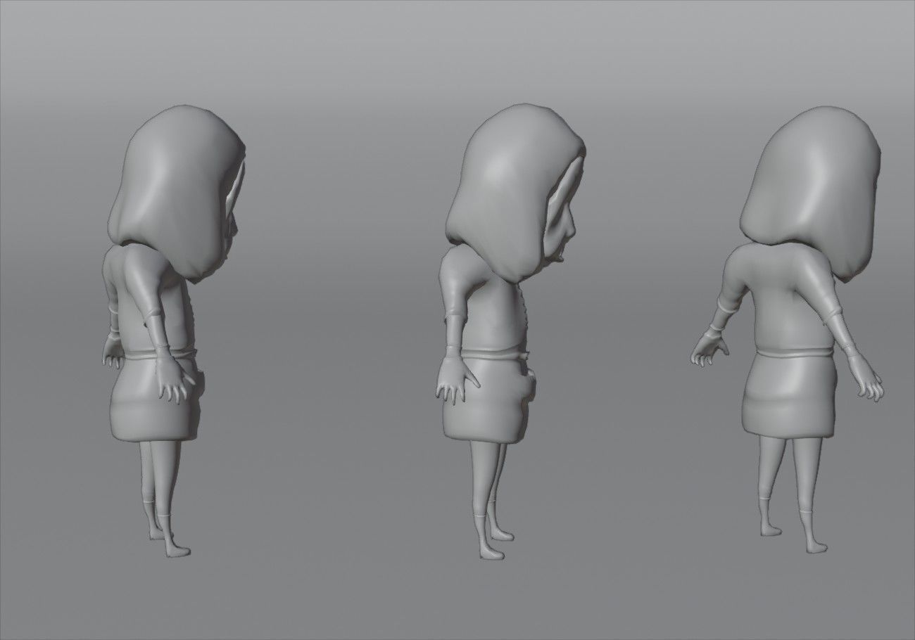 scary black girl with open mouth Low-poly 3D model_13