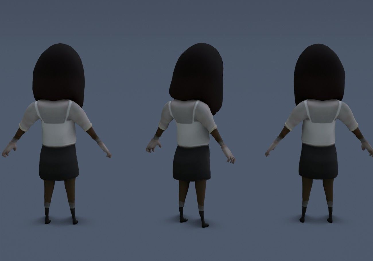 scary black girl with open mouth Low-poly 3D model_8