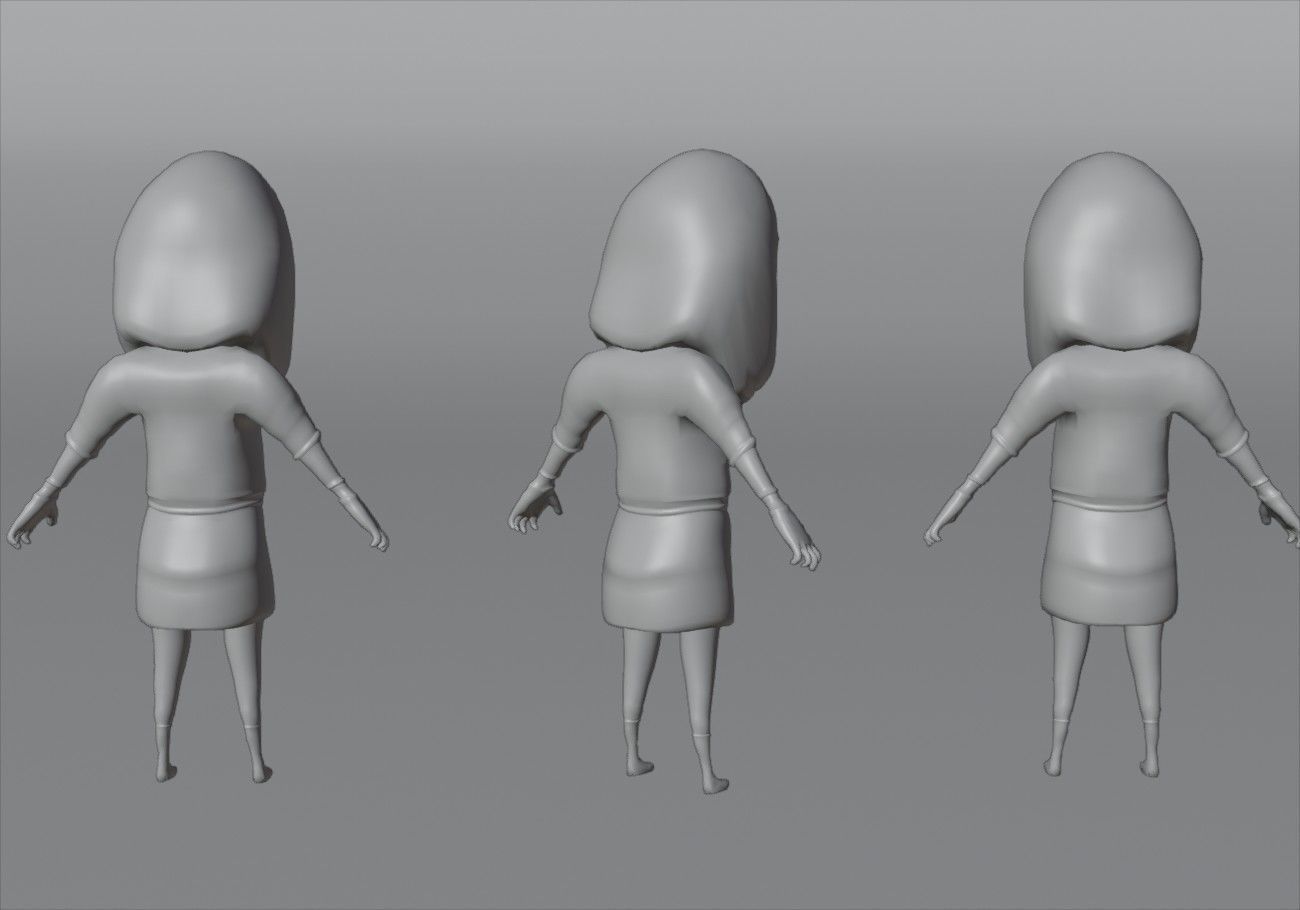 scary black girl with open mouth Low-poly 3D model_14