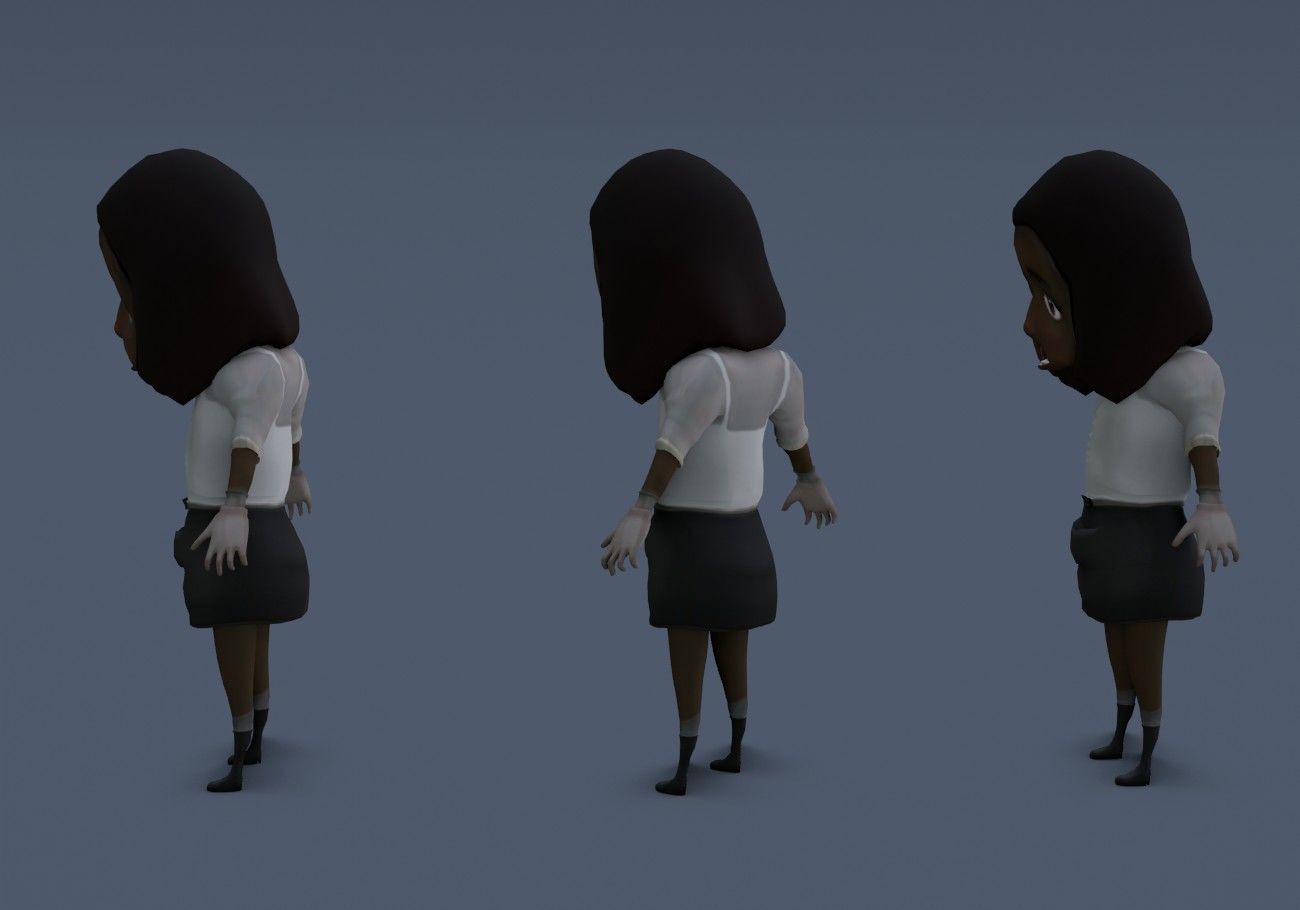 scary black girl with open mouth Low-poly 3D model_9