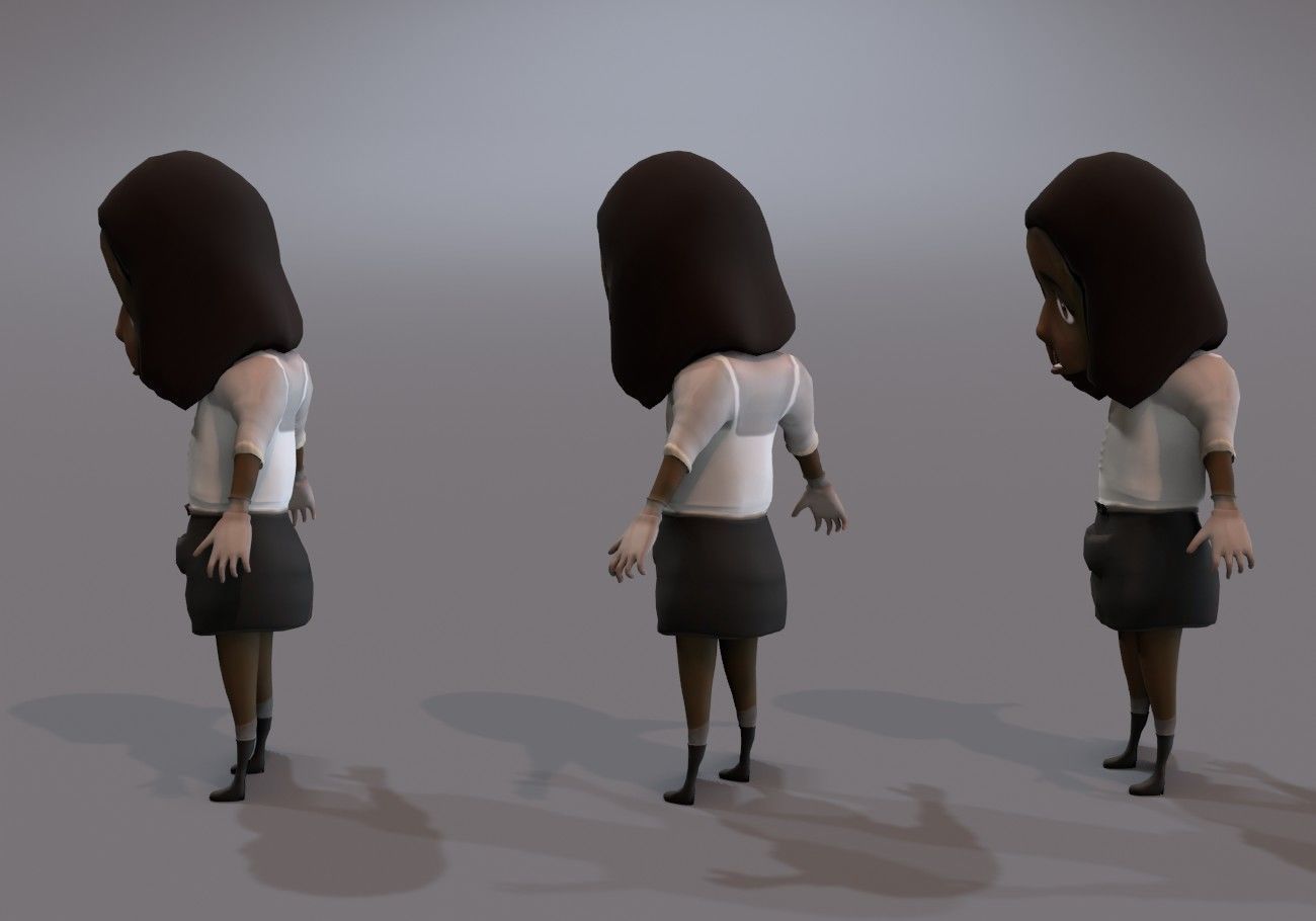scary black girl with open mouth Low-poly 3D model_3