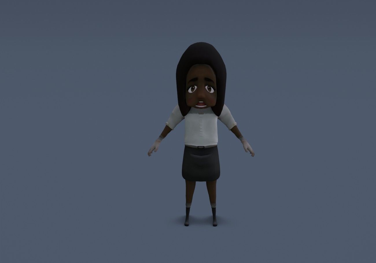 scary black girl with open mouth Low-poly 3D model_11