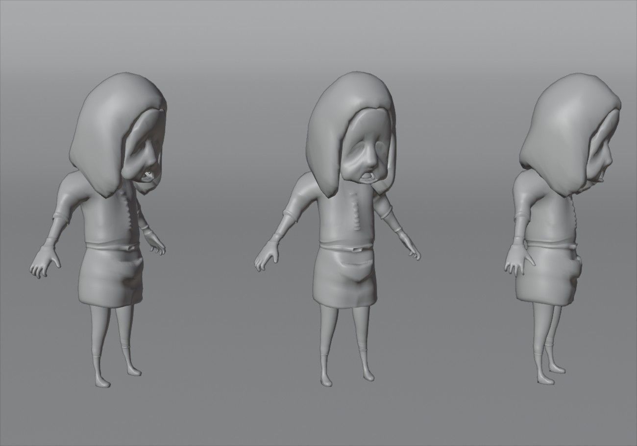 scary black girl with open mouth Low-poly 3D model_12