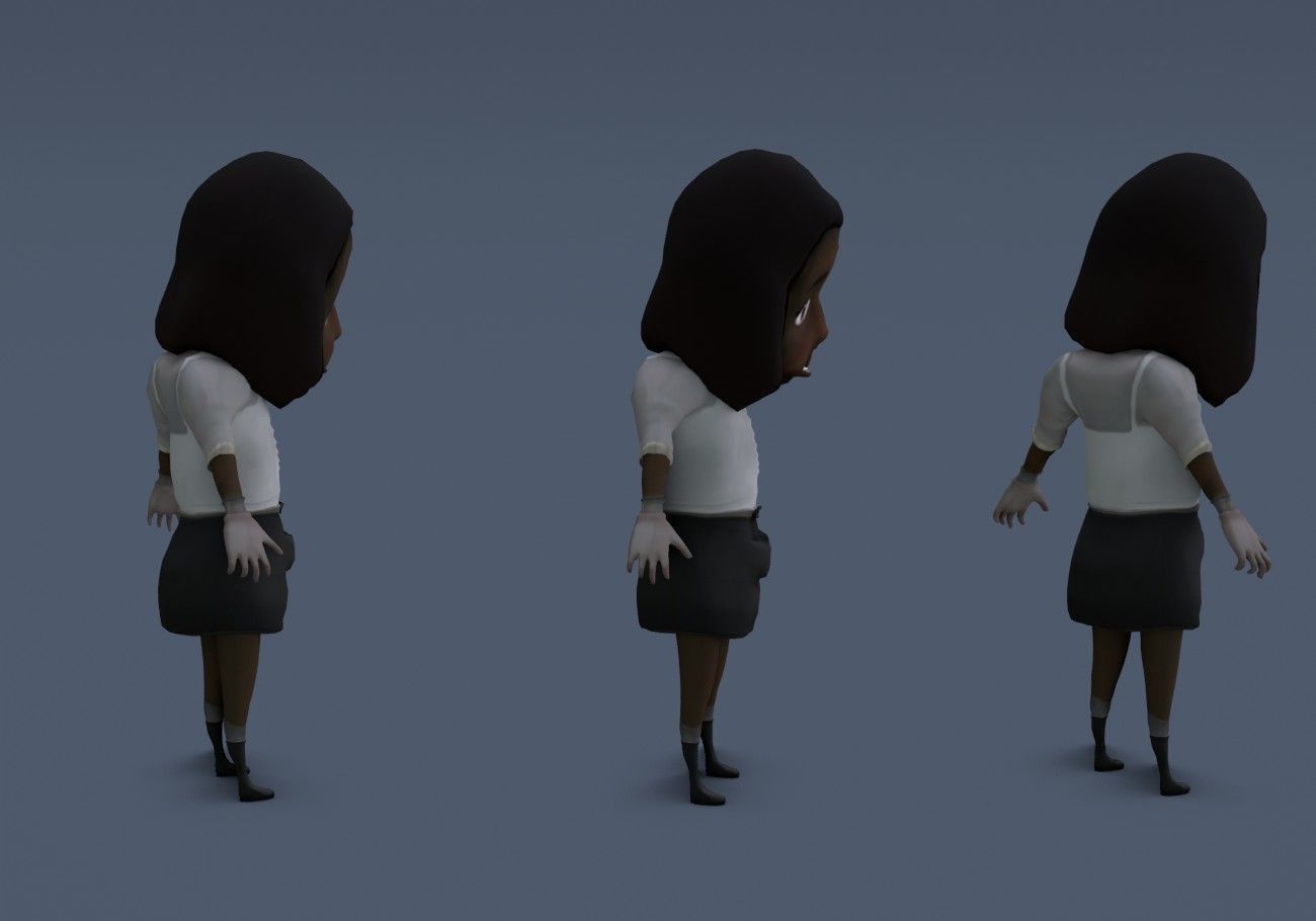 scary black girl with open mouth Low-poly 3D model_7