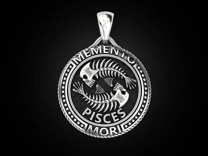 Zodiac skull pendant Pisces 3D print model