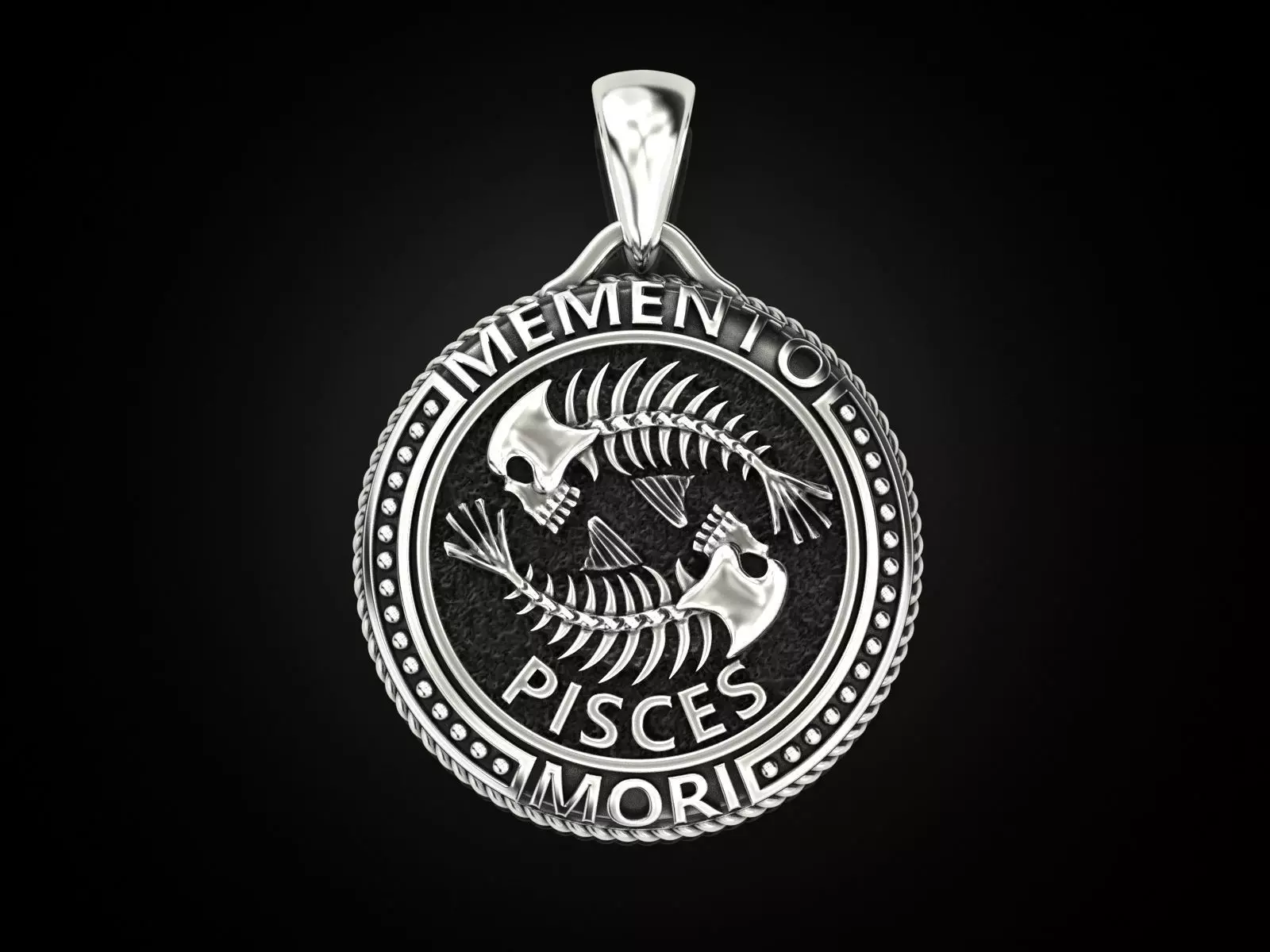 Zodiac skull pendant Pisces 3D print model_0