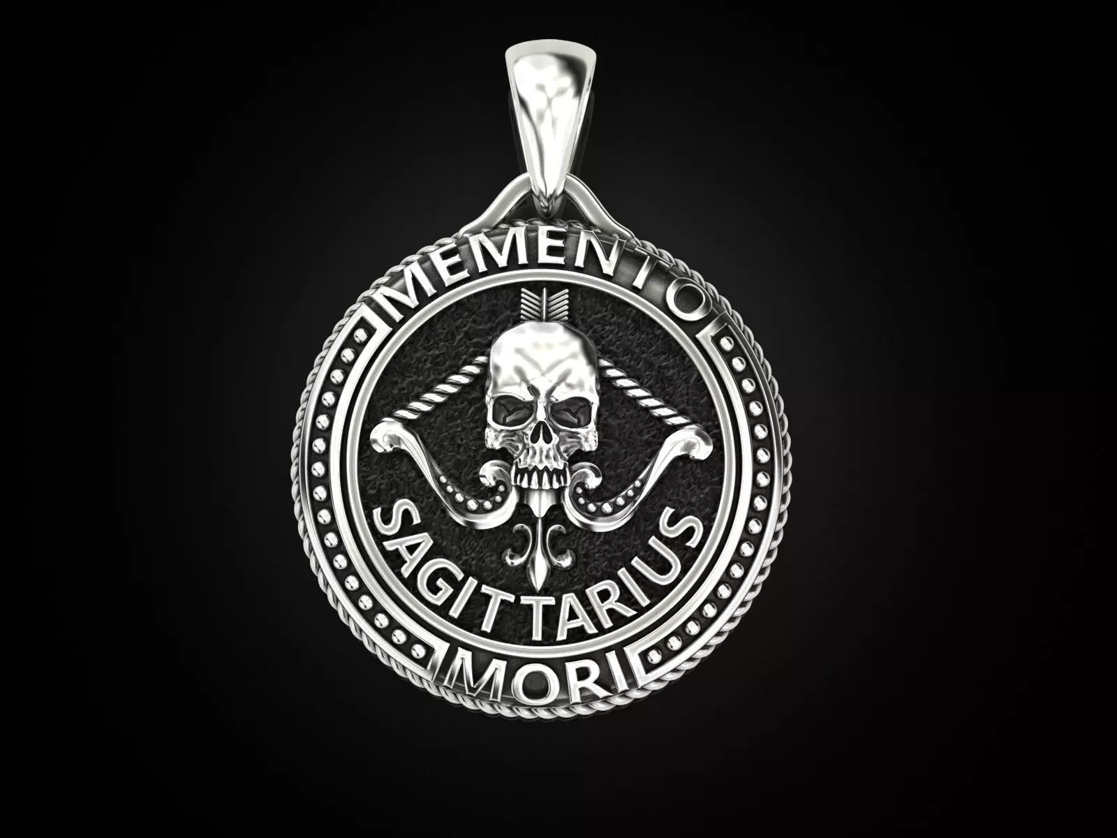 Zodiac skull pendant Sagittarius 3D print model_0