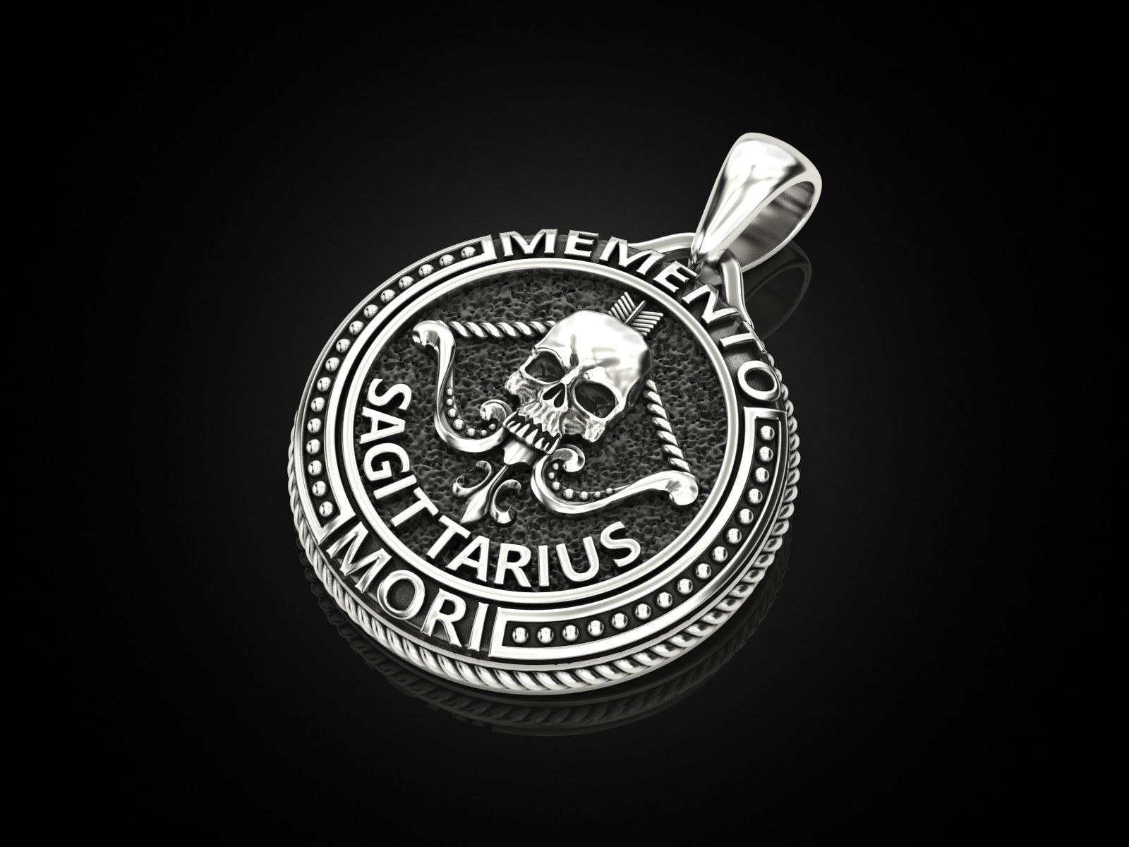 Zodiac skull pendant Sagittarius 3D print model_1