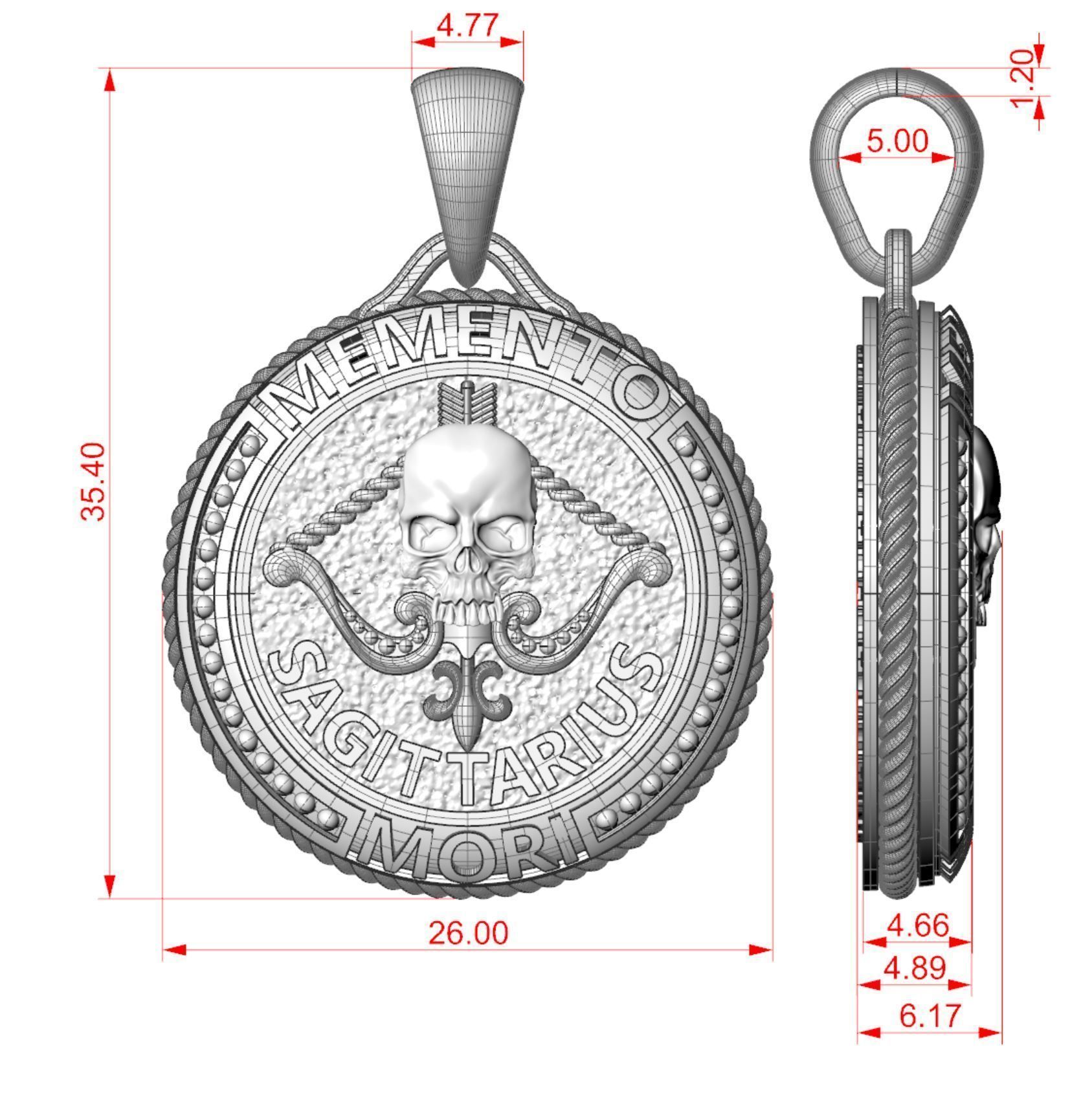 Zodiac skull pendant Sagittarius 3D print model_5