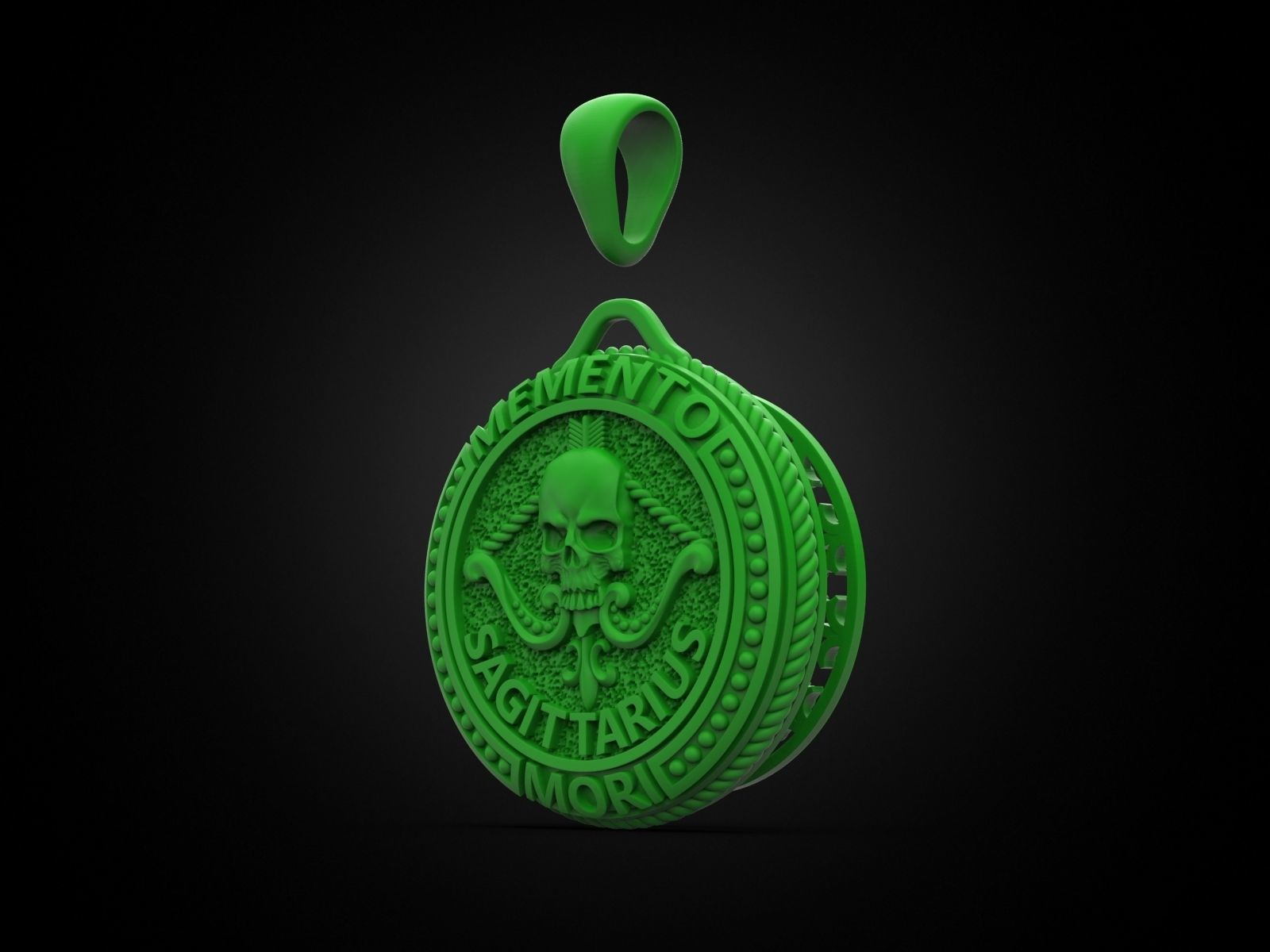 Zodiac skull pendant Sagittarius 3D print model_3