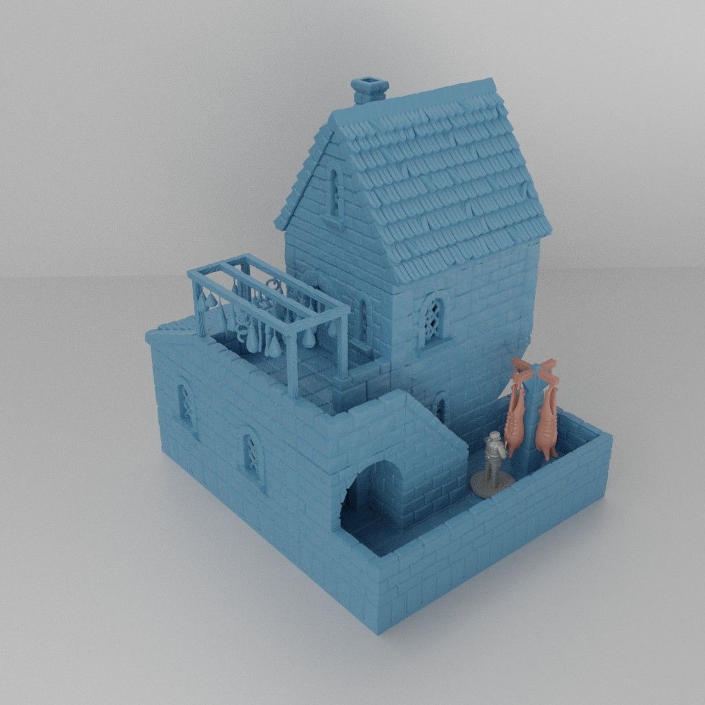 Medieval Butcher  Tabletop Terrain 25 mm 3D print model_2