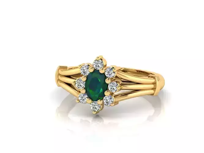 Green Oval Stone Ring