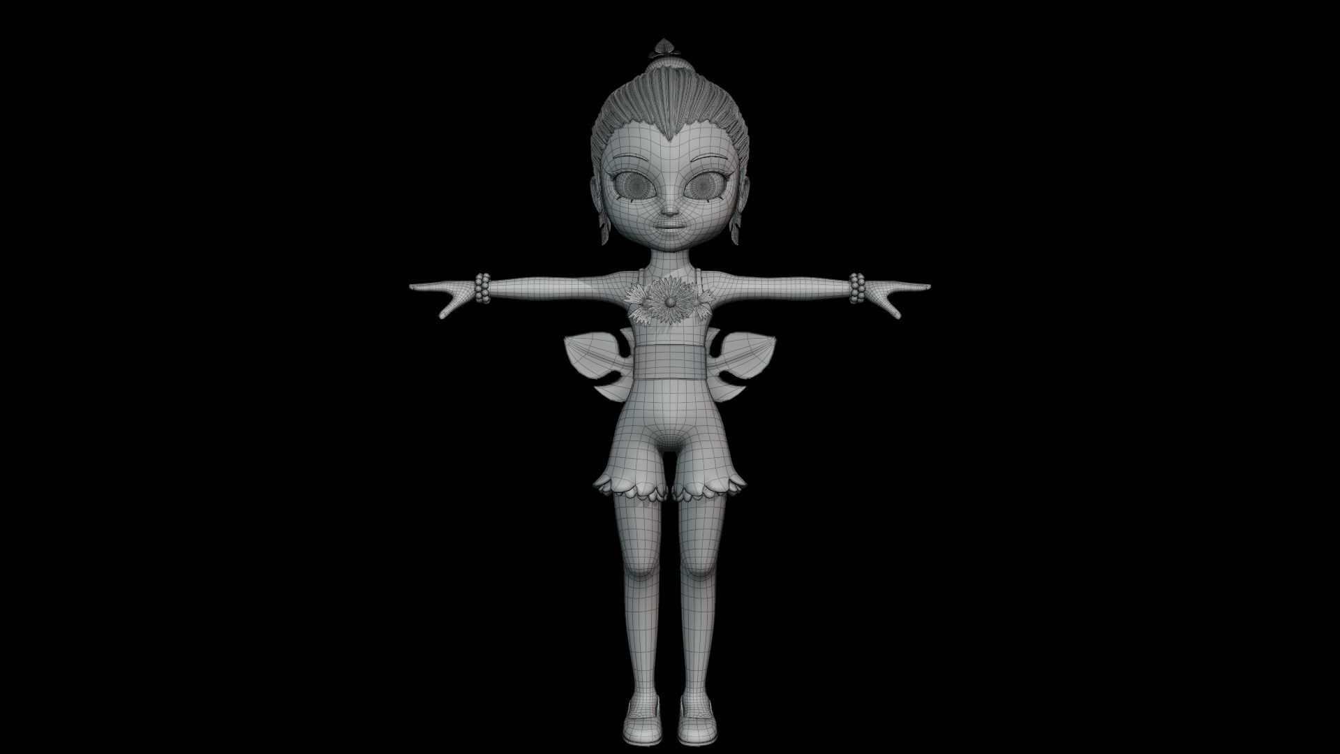 Cartoon Nature Girl Low-poly 3D model_15