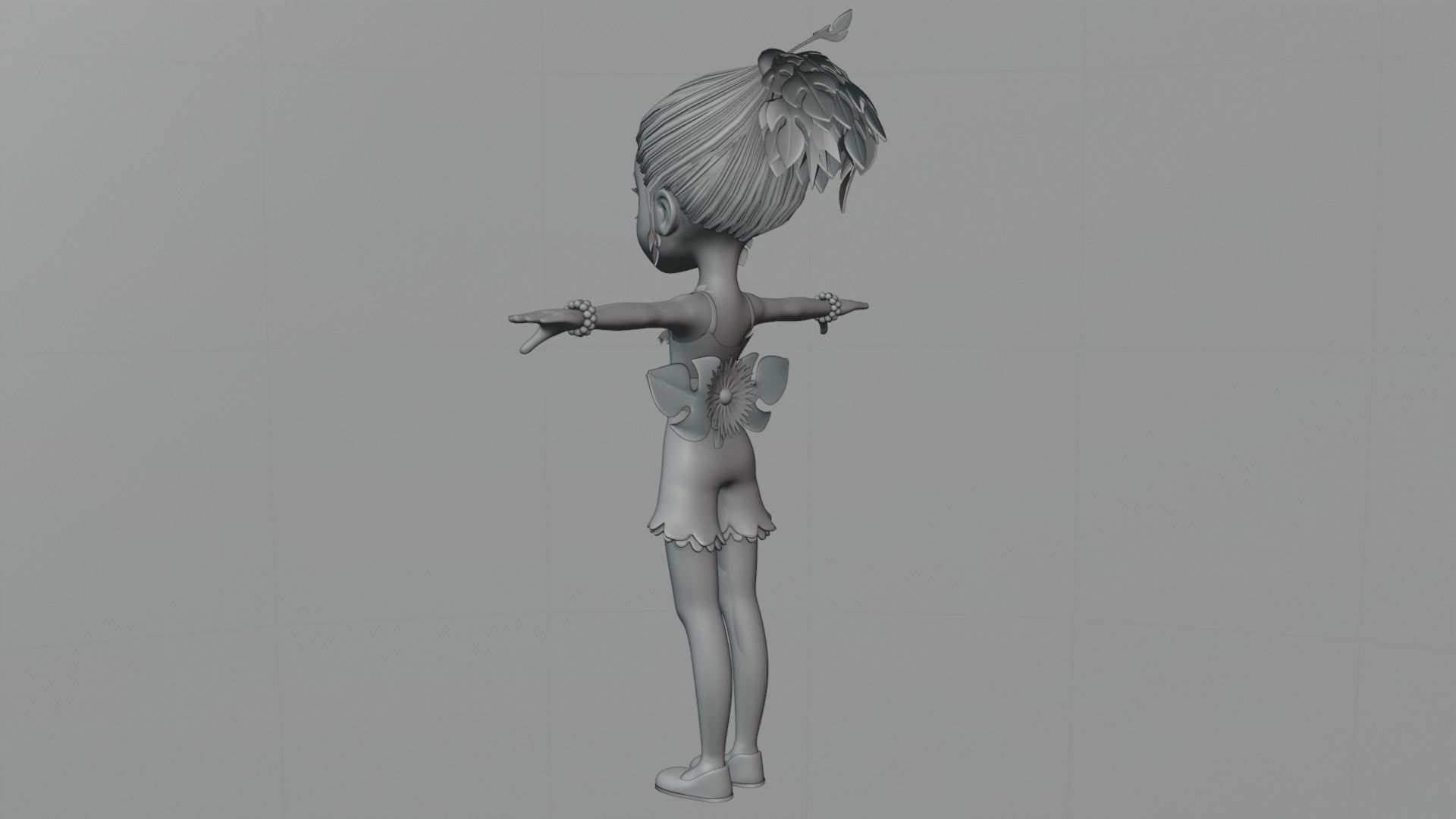 Cartoon Nature Girl Low-poly 3D model_13