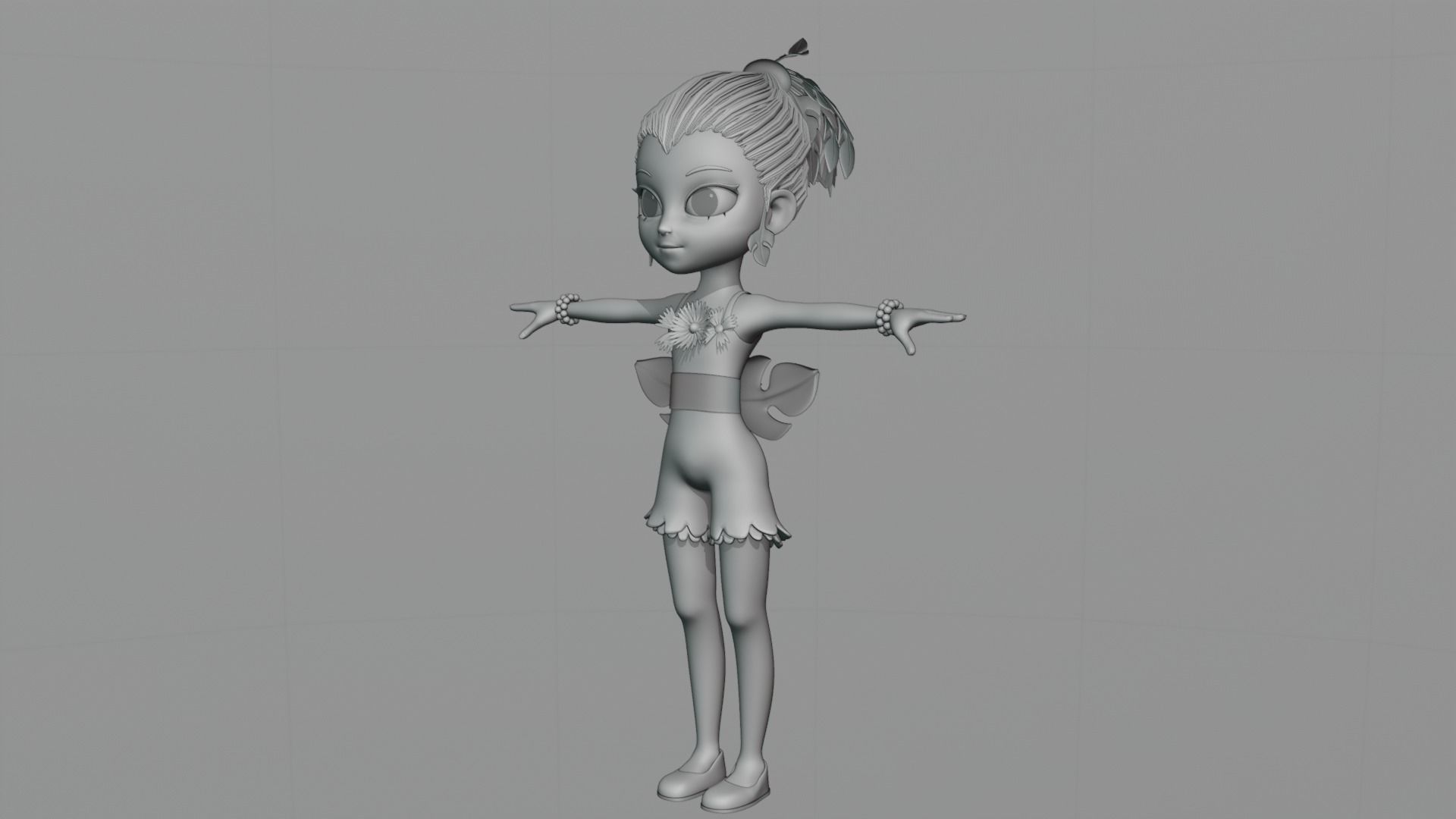 Cartoon Nature Girl Low-poly 3D model_12