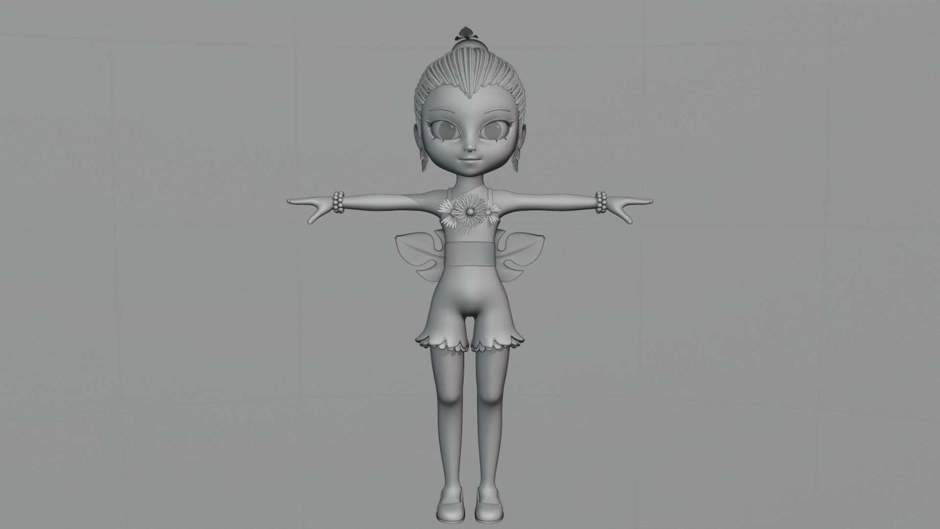 Cartoon Nature Girl Low-poly 3D model_8