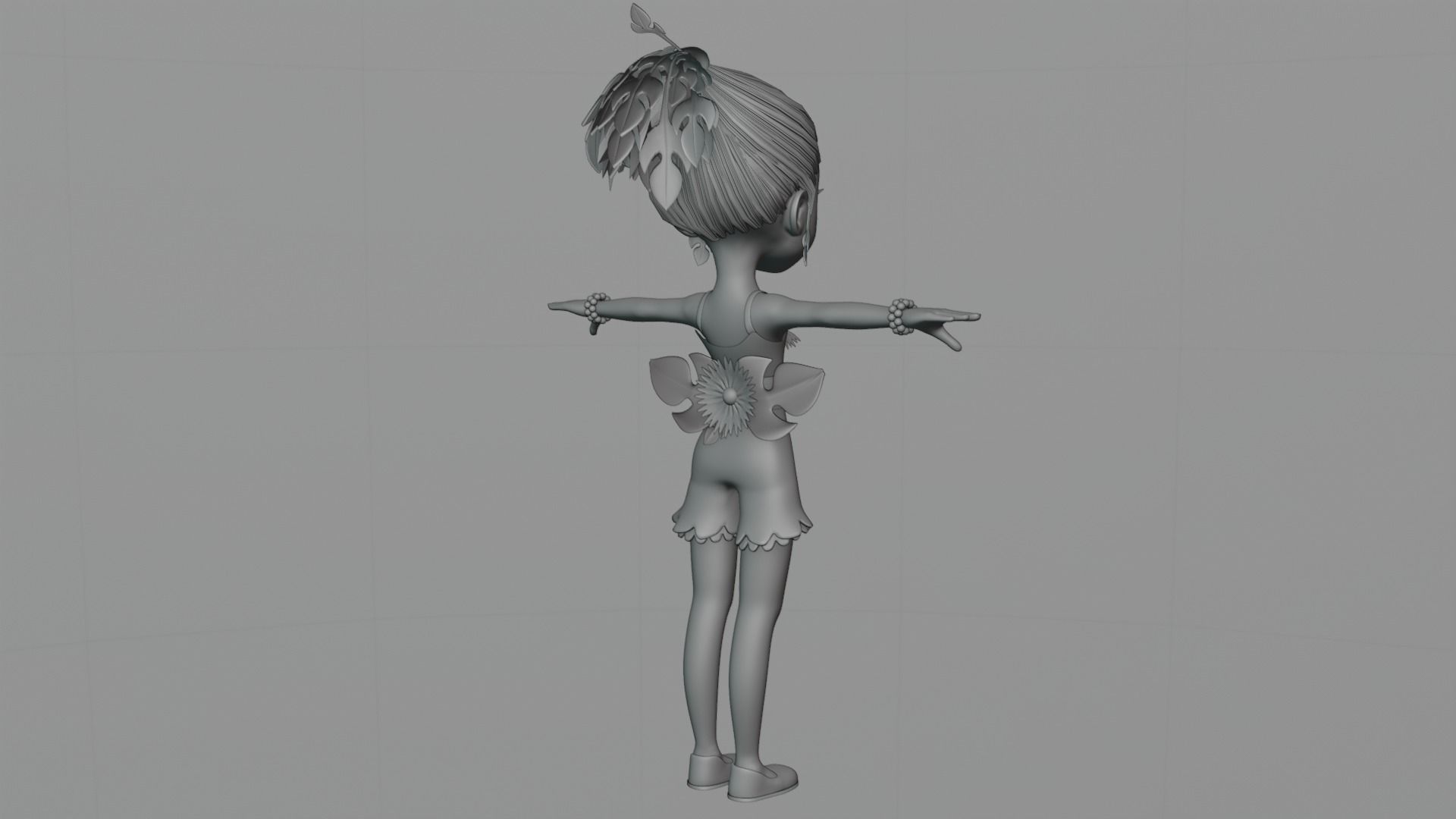 Cartoon Nature Girl Low-poly 3D model_14