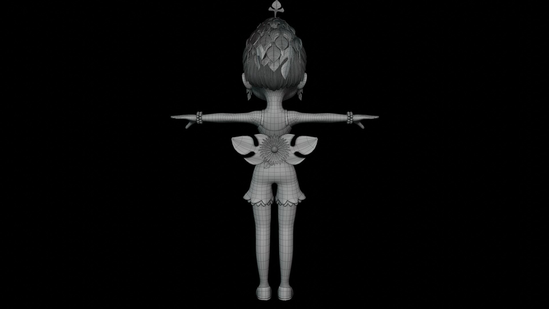 Cartoon Nature Girl Low-poly 3D model_19