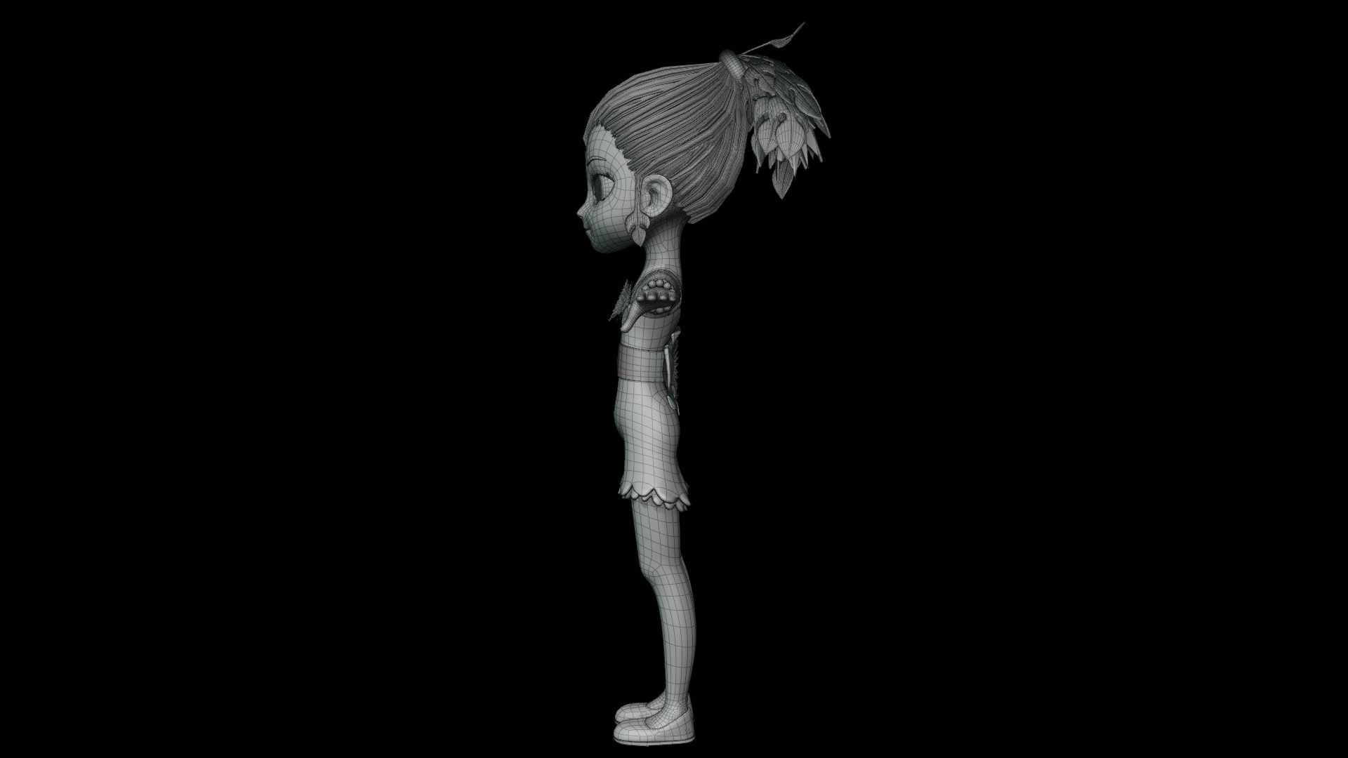 Cartoon Nature Girl Low-poly 3D model_17