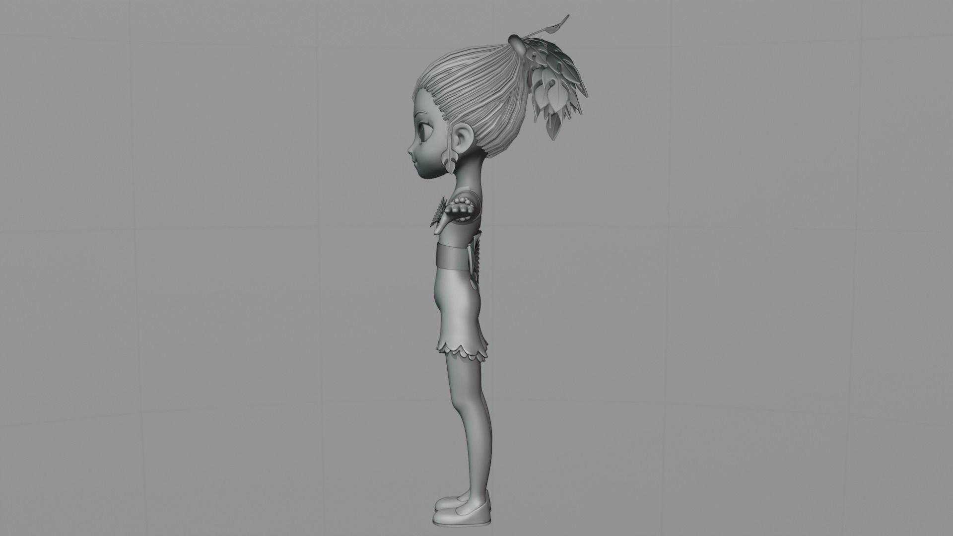 Cartoon Nature Girl Low-poly 3D model_9