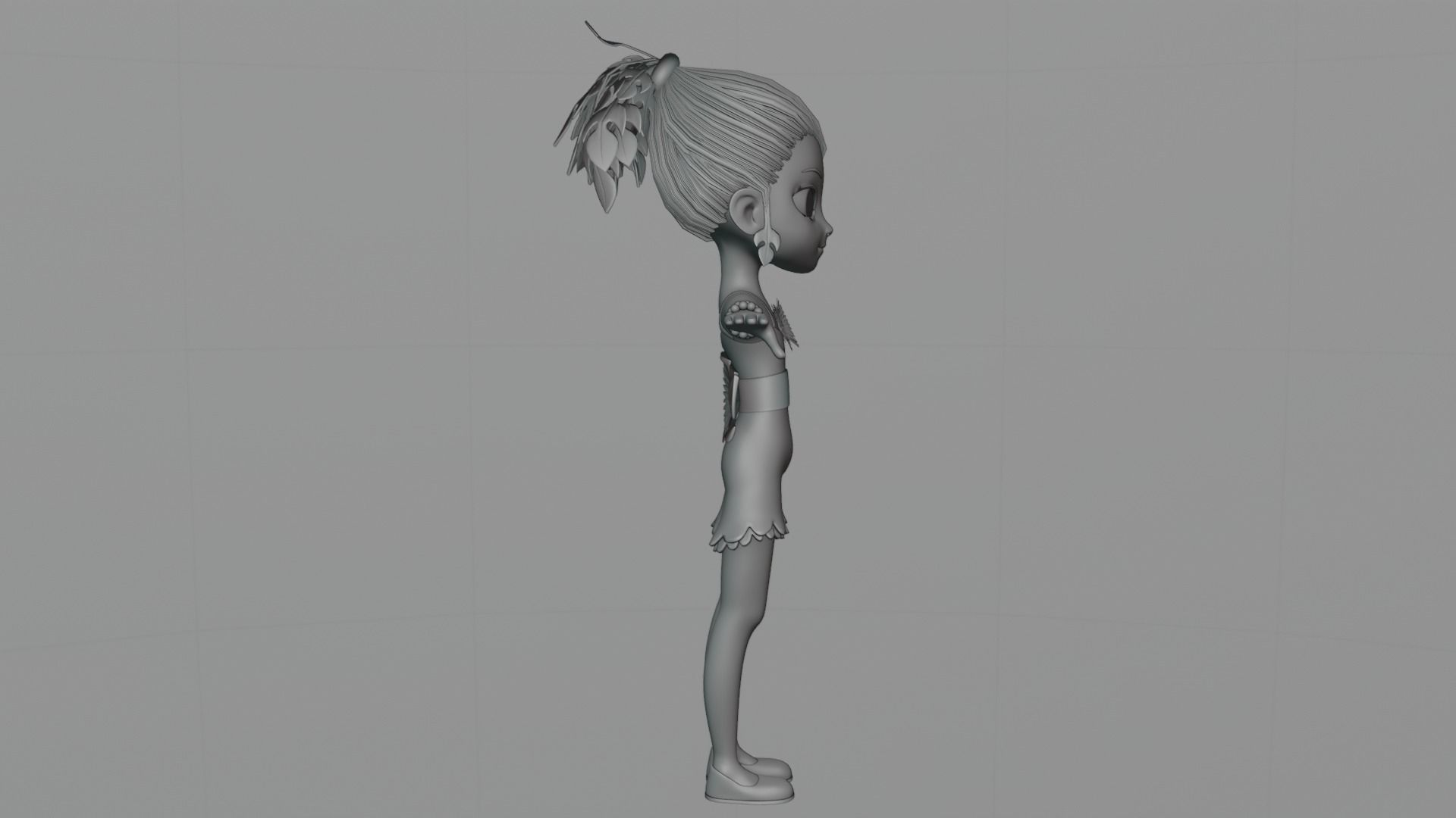 Cartoon Nature Girl Low-poly 3D model_11