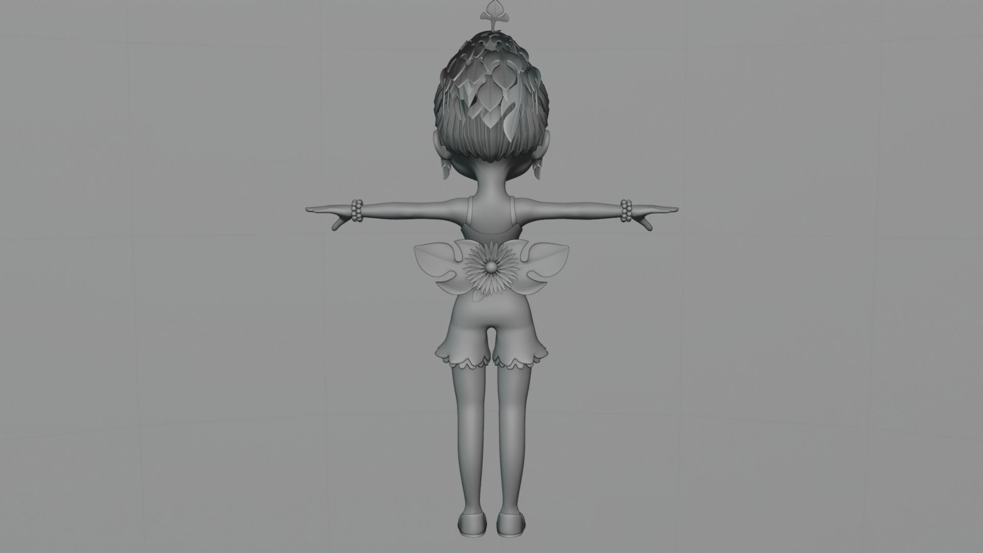 Cartoon Nature Girl Low-poly 3D model_10