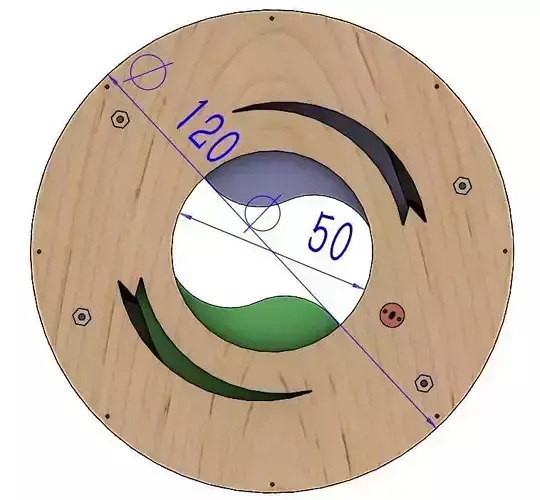 LS2BLROD50A Mechanical taiji iris laser cut shutter aperture diy 3D print model