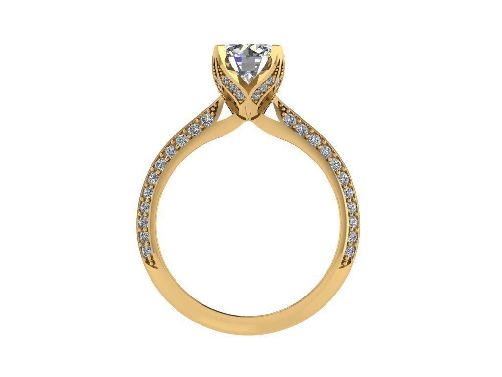 Ring043 gold engagement ring with diamonds 3D print model_2
