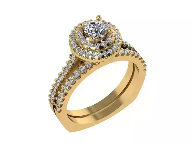 Ring044 engagement ring set gold