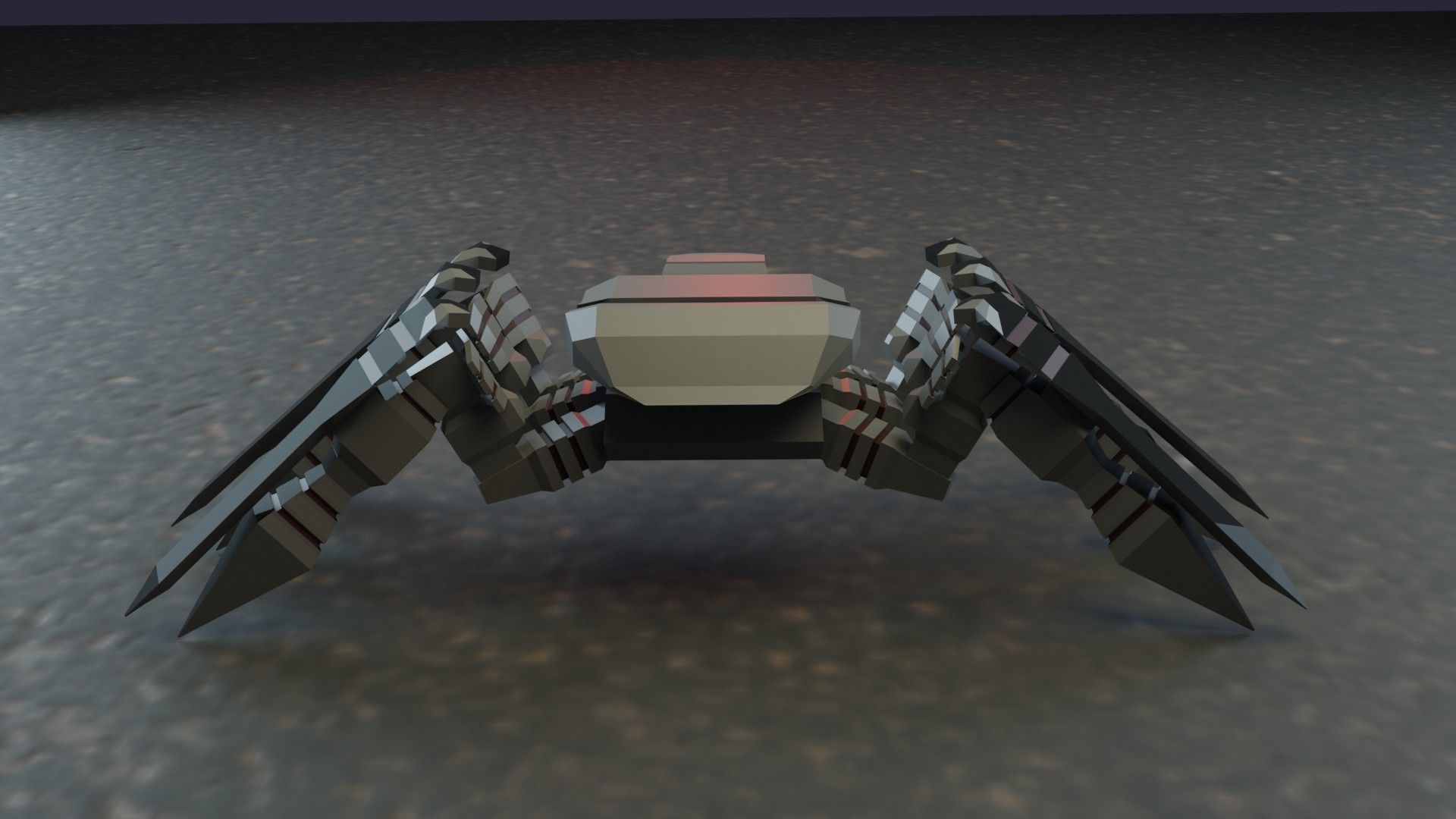 Robot low poly spider Low-poly 3D model_3