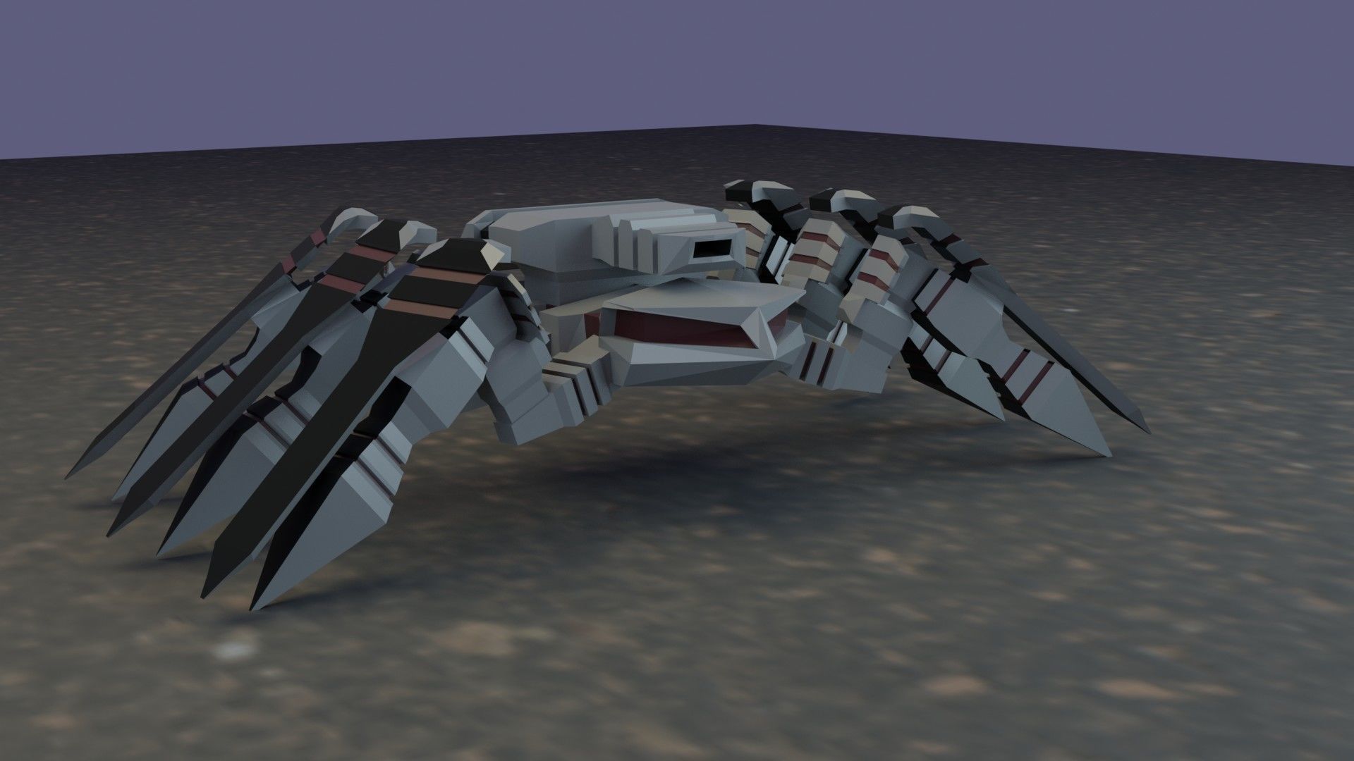 Robot low poly spider Low-poly 3D model_1