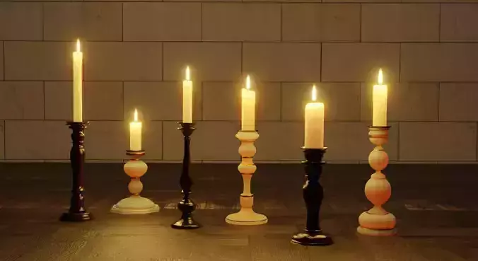 Set of candles in candlesticks