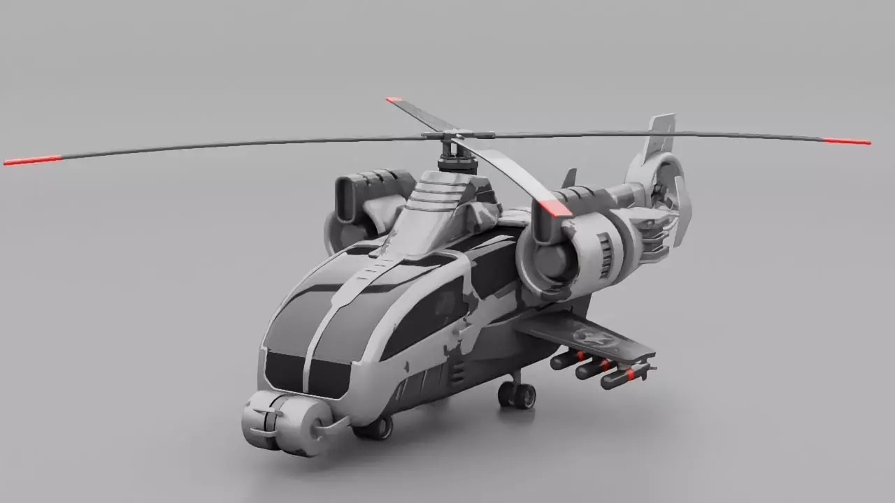 military helicopter 3D model_0