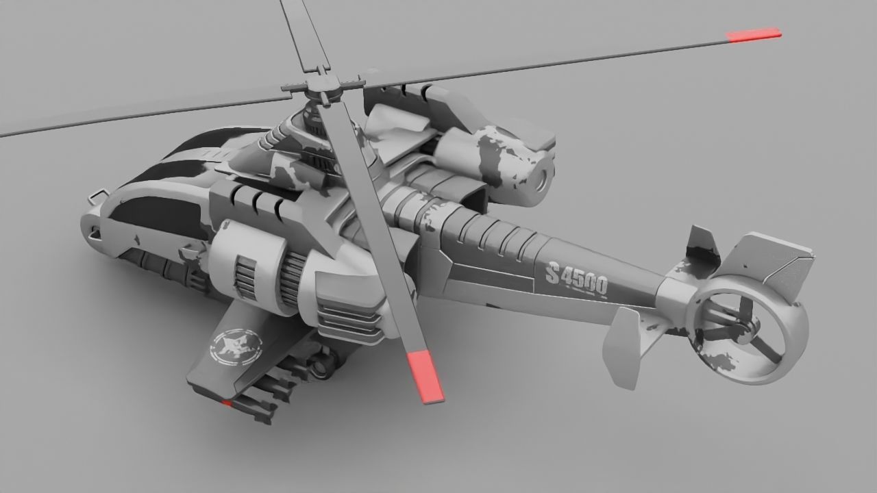 military helicopter 3D model_4
