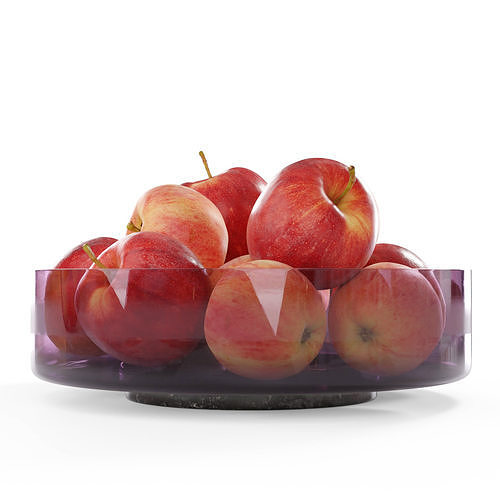 Realistic Apple Model apples in glass bowl Low-poly 3D model