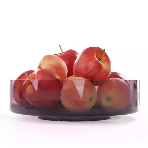 Realistic Apple Model apples in glass bowl Low-poly 3D model