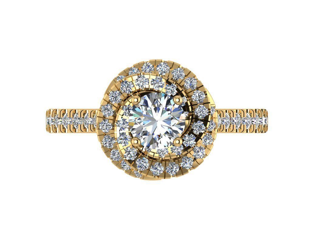 Ring045 diamond engagement ring gold 3D print model_1