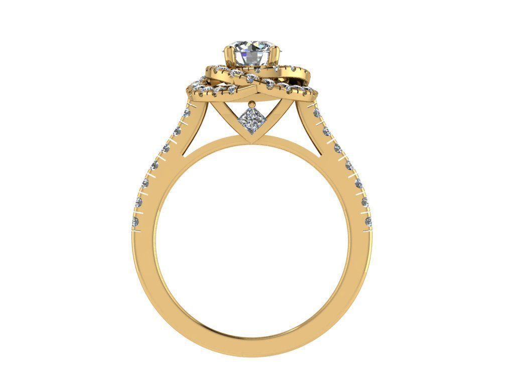 Ring045 diamond engagement ring gold 3D print model_2