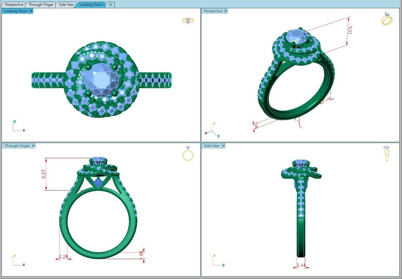 Ring045 diamond engagement ring gold 3D print model_5