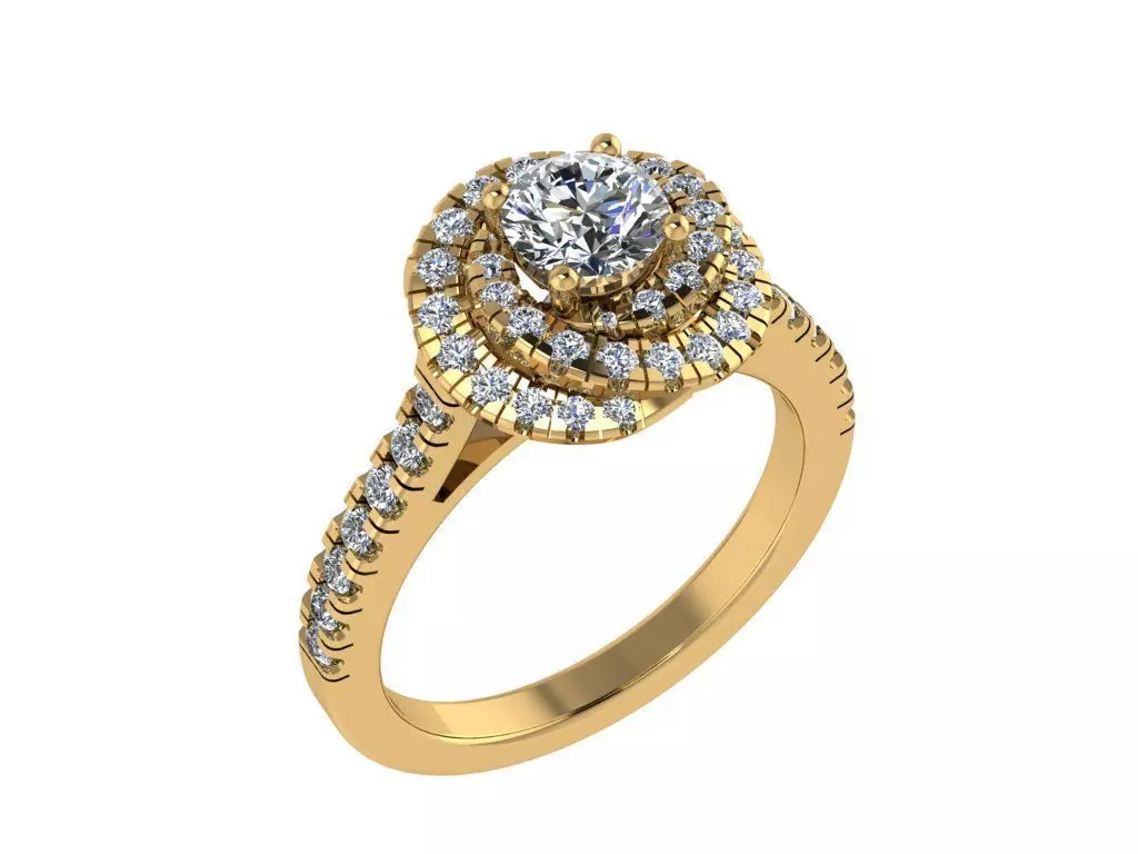 Ring045 diamond engagement ring gold 3D print model_0