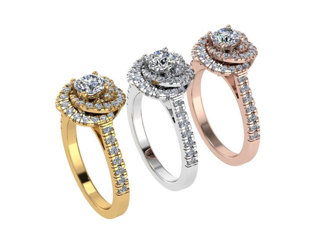 Ring045 diamond engagement ring gold 3D print model_4