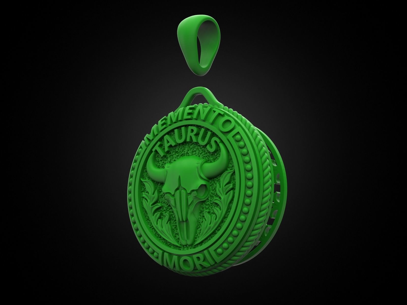 Zodiac skull pendant Taurus 3D print model_3