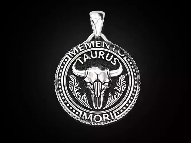 Zodiac skull pendant Taurus 3D print model