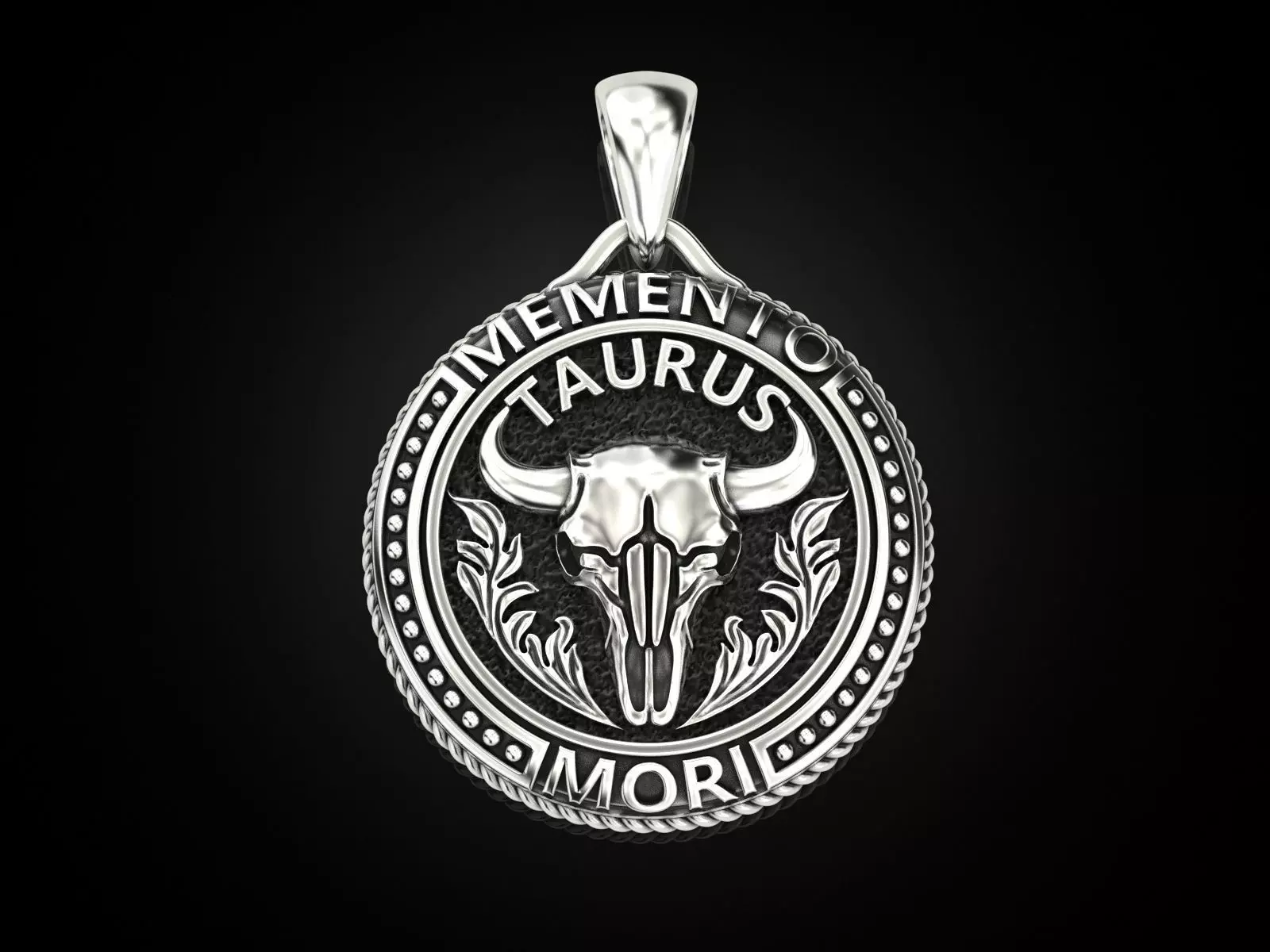 Zodiac skull pendant Taurus 3D print model_0