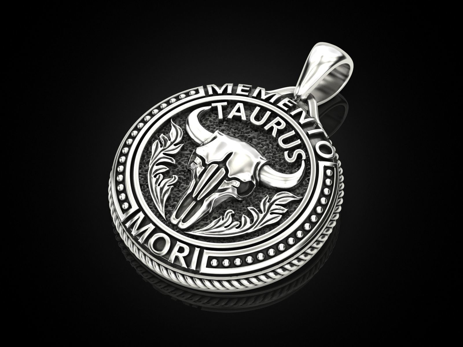 Zodiac skull pendant Taurus 3D print model_1
